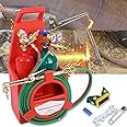 OSKOPWRC Acetylene Torch Kit, Oxyacetylene Torch Kit, Ortable Welding Cutting Torch Kit with Tank, Long Pipe, Brass Nozzle, Gauge, 4L Oxygen & 2L Acetylene Tank for Iron or Steel Red