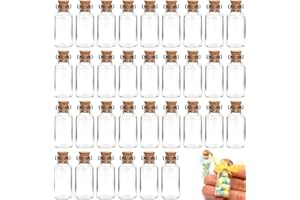 KARBAG 33pcs Mini Glass Bottles with Cork, 3ml Mini Glass Wishing Bottle Small Message Vials Tiny Wishing Jars for Arts & Crafts, Decoration, Party Favors, Wedding Wish