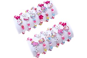 Tacobear 12pcs Licorne Bracelet Enfant Fille Coloré Bois Fleur Licorne Bijoux Élastique Bracelet Amitié pour Petits Cadeaux Anniversaire Fille Noël Fête Jouet
