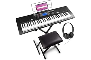 Max Rhapsody61M Clavier Électronique, 61 Touches Sensibles à la Vélocité, Pack complet, Lecteur MP3 et Connexion MIDI, Deux Haut-parleurs Intégrés, Idéal pour Démarrer le Piano