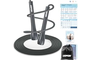 UOPON Springseil Erwachsene Fitness, Professionelles 3M PVC Speed Jump Rope Mit Trainingsposter, Verstellbares ABS Rutschfester Griff Sport Springseil Für Männer, Frauen, Kinder und Mädchen
