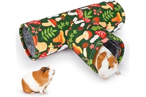 Hedgeink Tunnel 3 Voies pour Cochons d’Inde et Lapins – Tunnel Pliable en Toile et Peluche Lavable – Jouet et Cachette pour Hamsters, Rats, Furets