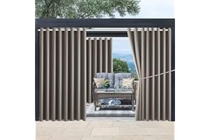 DIVA EN CAMINO DEC Waterproof Outdoor Curtain W105 x L95 - Grommet Top Sunlight Blocking Window Treatment Drapes Blackout Curtains for Home Bedroom Living Room Outdoor Patio Porch Pergola Cabana Gazebo (Dark Taupe)