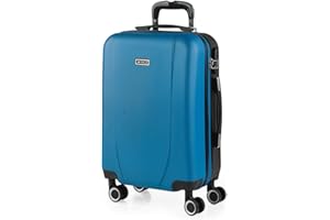 ITACA - Maleta de Cabina 55x40x20 - Maletas De Viaje Cabina Rígidas Trolley con 4 Ruedas Dobles para Avion Ligera Equipaje De Mano Candado de Combinación. Compatible Ryanair, Azul-Antracita