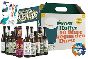 HAPPYBEER Prost Koffer - Premium Bier Geschenk Paket - 10 x 330ml Craft Beer Flasche - Biergeschenk für Männer - Tasting zu Hause, Männerhandtasche, Geburtstagsgeschenk für Männer, Vatertagsgeschenk