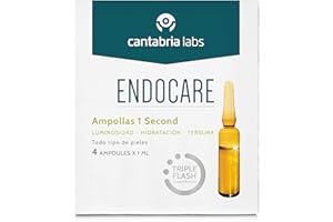 CANTABRIA LABS Endocare Essential Ampollas 1 Second Triple Flash - Efecto Buena Cara Inmediato, Piel Firme para un Rostro Radiante y un Maquillaje Perfecto, 4 Unidades