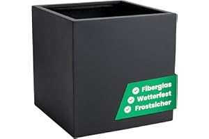 ‎VIVANNO VIVANNO Pflanzkübel Fiberglas Block Frostsicher - 40x40x40 cm - Anthrazit Matt - Blumenkübel Quadratisch für Draußen und Drinnen