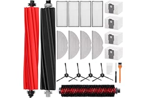 OWZ 22 Stück Zubehör für Roborock S8 Pro Ultra/ S8/S8+/S8 Plus Ersatzteile Staubsaugroboter, 2 Hauptbürsten, 4 Filter,4 Seitenbürsten, 4 Wischtücher, 4 Staubbeutel,1 Reinigungsbürste
