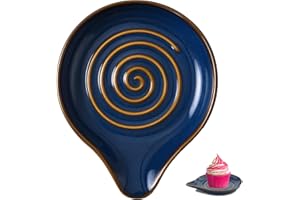 GYTFOG Ceramic Spoon Rest with Natural Spiral Pattern – Handcrafted Stoneware Utensil Holder – Heatproof, Dishwasher Safe – Modern Farmhouse Kitchen Decor Accessories Kitchen Utensil Rack for Spoons, Tongs