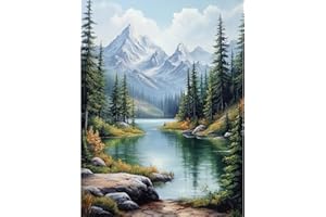 KEYIFA Lac Montagnes Peinture par Numéros pour Adulte, Kits de Peinture au Numéro avec Acrylique, DIY Paysage Creatif Toile Paint by Numbers Kits, Décoration de Maison 30x40cm