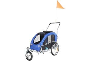 ‎WEBAVITA WebaVita Hundebuggy und Fahrradanhänger | 3 Rad Hundeanhänger in Blau | wandelbarer Oxford Buggy bis 20 kg | Ideal für Spaziergänge Radfahren Outdoor
