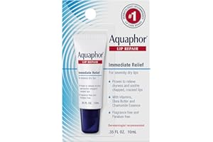 Aquaphor Lip Repair Ointment - Long-lasting Moisture to Soothe Dry Chapped Lips - .35 fl. oz. Tube