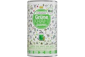 VOLKSSHAKE BIO Grüne Kraft | Smoothiepulver | 400g | DE-ÖKO-006 | KEINE FÜLLSTOFFE wie Erbsenprotein | Über 40 Superfoods wie Weizengras, Ashwagandha, Gerstengras | Premiumqualität vom Bodensee | Made in Germany