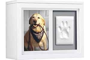 ‎PEARHEAD Pearhead Haustier-Erinnerungsbox und Urne – Massivholz, weißes Finish, personalisiertes Andenken mit Tonpfotenabdruck-Set & 10,2 x 15,2 cm Bilderrahmen – hält Asche, Halsbänder, besondere Spielzeuge
