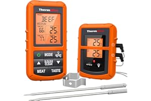 ‎THERMOPRO ThermoPro TP20 Digital Funk Bratenthermometer 150m Reichweite Grillthermometer Ofenthermometer Thermometer Wireless mit 2 Temperaturfühlern für BBQ, Ofen und Grills