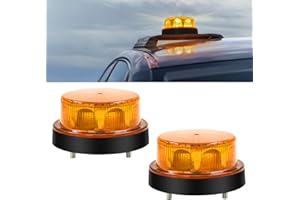 Biqing 2 luci LED 12-24 V, rotonde stroboscopiche, segnalazione avvertimento 2 modalità flash strobo Beacon Light per auto, camion, rimorchio, furgone (giallo)