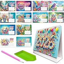 Diamond Painting Kalender 2026 - DIY Tischkalender Mit Glitzersteinen