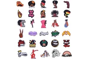 RRICHH 30PCS Shoe Charms for Crocs Clog Decoration for jibbitz Accessories, Christmas Cute Black Girls Cro Charm DIY for Teens Adults Kids Birthday Thanksgiving Bracelet Wristband Clog Sandals Party Favors