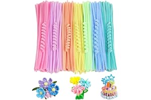 ZNDFTW 200 PCS Pipe Cleaners for Craft, 7 Macaron Colors 30cm Flexible Rainbow Chenille Stems Curved Plush Pipe Cleaner, Pipecleaners Craft for Handcrafting and Christmas Tree DIY Decorating
