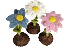 your castle 3er Set Aurelia Blumendeko aus Filz Filzblumen auf Sockel handgearbeitet, fairer Handel, nachhaltige Deko aus Filz, realistische Kunstblumen, Filzblüten, H: ca. 11 cm