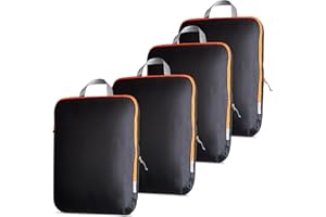 OW-Travel Łatwe do Zorganizowania Kompresyjne Kostki do Pakowania Walizek. 4 Średnie Kostki Podróżne do Torby Plecaka Bagażu. Akcesoria Podróżne Niezbędne na Wakacje. 4 szt. C Zarny