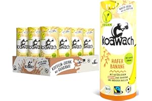 ‎KOAWACH koawach Schoko Drink in versch. Geschmacksrichtungen – Trinkschokolade Koffein Kakao Getränk Dose Guarana Schokolade Energy Drink Bio Fairtrade (12 x 235 ml) (12 x 235ml, Banane (vegan))