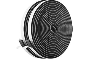 KIKERIKE 2 Rolls Self Adhesive Foam Tape Weatherstrip 13mm(W) x6.5mm(T) x6.5m (L) High Density Foam Insulation Strips Seal Weather Stripping with Strong Adhesive for Door and Window Soundproofing