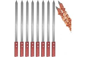 Pique a Brochette en Acier Inoxydable FaJoek 8 Pièces Brochettes pour Barbecue 40cm, Brochettes en Métal Plat, Réutilisables Pique Brochettes Pour Barbecue,Viande,PoissonLégumes,Viande