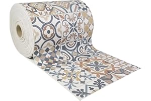 Giuri Tessuti - PASSATOIA per Cucina in Vinile - Tappeto Runner Antiscivolo e Lavabile in PVC - Largo 50 cm (180 CM, SPRING TILES)