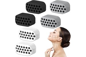 HFMYGS 6 Stück Jawline Trainer, Silikon Jawline Trainer, Kiefer Exerciser, Kiefer Trainer, Gesichtsmuskeltrainer, Jawline Gum, Jaw Exerciser, für Übungen Gesichtsmuskeln Männer Frauen (Weiß,Grau,Schwarz)