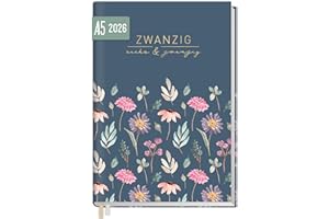 ‎HÄFFT Häfft® Chäff-Timer Classic Kalender 2026 A5 "Flying Flowers" Buchkalender, Terminplaner, Terminkalender, Wochenplaner für 12 Monate: Jan. 2026 bis Dez. 2026 - nachhaltig & klimafreundlich