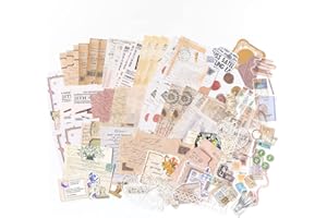 ALIDECO Aldieco 260pcs Vintage Scrapbooking Stickers Paper Pack, DIY Retro Journaling Supplies Stickers kit,Scrapbook Paper Accessories, Stationery Study Washi Paper Sticker(shumochengqi)