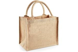 IO VIVO IN ITALIA Jute Mini Gift Bag - 100% Juta con manici in cotone, dimensioni: 26 x 22 x 14 cm