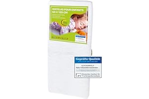 KiNDERWELT Bébé Matelas en Mousse Confort avec surpiqûres Matelas bébé Matelas 60 x 120 Blanc Mousse
