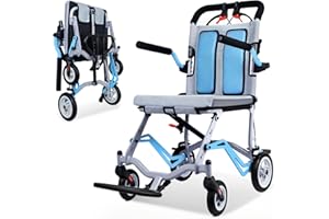 Broobey 2023 NEU Faltbarer Transportrollstuhl für Erwachsene und Senioren, Transitrollstuhl, Gewicht nur 6,8 kg, leichte tragbare Rollstuhlstütze aus Aluminium, 100 kg, blau