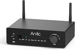 Arylic B50 wzmacniacz z Bluetooth, wzmacniacz stereo, 2-kanałowy 50 W x 2 Home Audio AMP, z HDMI, ARC, Opt, DAC, wejście Phono. Obsługuje transmisję i odbiór muzyki aptX High-Definition.