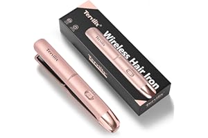 Terviiix Lisseur Cheveux Sans Fil Taille Portable, Max 220 °C Mini Lisseur et Bigoudi 2 en 1 pour Cheveux Courts, Mini Fer Plat Rechargeable pour Voyage avec Infusion D'huile D'argan, Batterie 4500mAh