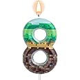 Birthday Cake Candle - Green Number Candles with Pixel Print for Birthday, Wedding, Anniversary Parties (8)