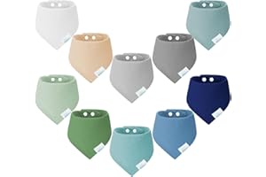 Miyacare 10 Stück Lätzchen Baby Dreieckstuch, Super Saugfähige,100% Baumwoll, Halstuch Baby, mit 4 Verstellbares Druckknopf, für Baby Jungen und Mädchen