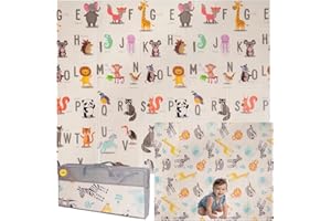 IBERIMARCAS Tappeto da gioco bambini 180×200×1,5 cm pieghevole reversibile atossico impermeabile antiscivolo palestra neonato tummy time bambini arco giochi neonato 0-3/3-6/6-9 mesi sviluppo sensoriale