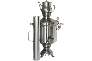 LeGro Samovar Russe/Turque en Acier Inoxydable, 5 litres avec théière de 1 Litre