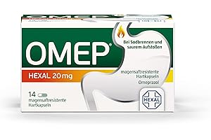 OMEP® HEXAL 20 mg | 14 magensaftresistente Hartkapseln | Gegen Sodbrennen und saures Aufstoßen |Wirkt 24h | Nur 1x täglich