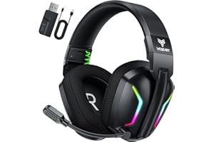 WESEARY Wireless Gaming Headset for PS5, PC, PS4, Switch & Mac, Dual-Mode 2.4GHz & Bluetooth Headset with ENC Noise Cancelling Microphone, 50mm Stereo Drivers,Dynamic LED Lights,Up to 50Hr Playtime