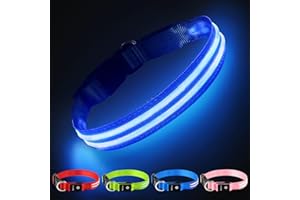 PCEOTLLAR ObrożA Dla Psa Led BłYskająCa PodśWietlana ObrożA Dla Psa 100% Wodoodporna Akumulator Regulowana ZwięKszona Widoczność Super Jasna Dla MałYch śRednich DużYch PsóW - Niebieski -M