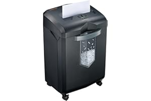 Bonsaii Heavy Duty Paper Shredder, 60-Minute 18 Sheets Cross Cut Office Credit Card Shredders for Industrial and Business Use, 23-Litre Pullout Bin with 4 Casters, Black (C149-C)