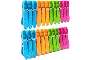 Bonilife Clothes Pegs, 24 Pack Clothes Pegs for Washing Line, Strong Grip Washing Pegs with High Tension Stainless Steel Springs, Durable Plastic Clothes Pegs, Non Slip Laundry Pegs Clips Multicolors