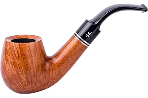 DR WATSON Wooden Tobacco Pipe - Holmes Series, Handcrafted from Briar Root, Fits 9mm Filter (Gold)