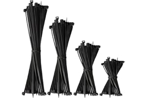 BEEWAY Cable Ties Black - 120 Pack 3.6mm Zip Ties, Tie Wraps for Home, Office, Garden, Assorted in Sizes 100mm, 150mm, 200mm, 300mm (30pcs/Size)