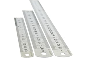 DAUMKINO® Linijka ze stali nierdzewnej, skala metryczna/imperialna, wszechstronne zastosowanie w hobby, szkole i w pracy, zawsze pod ręką w tornistrze i torbie (metal, 15, 20 i 30 cm)