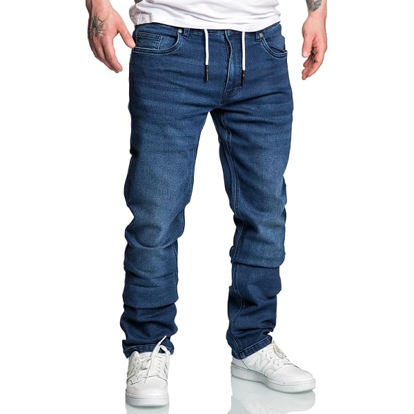 Tazzio Jeans Jogger Regular Fit Hombre – Vaqueros Elásticos Con Cordon Y Bolsillos (Denim 17504)